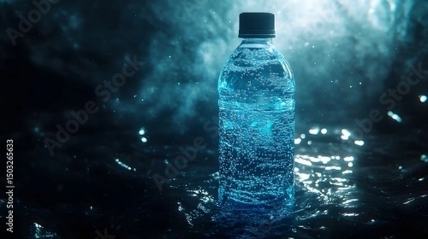 Fototapeta Clear bottle of water capturing the essence of refreshment and hydration in a simple and elegant presentation