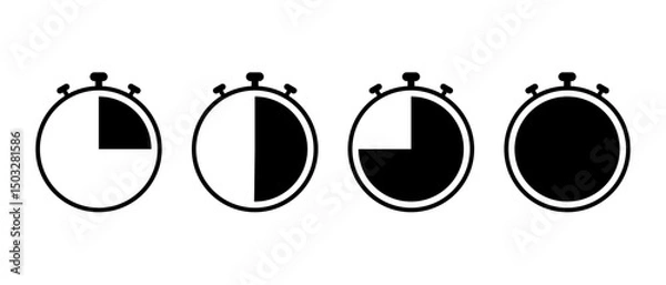 Obraz Stopwatch icon set empty to full, analog sport timer