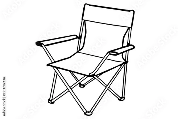 Fototapeta Minimal Line Art of a Folding Camp Chair – Vector Graphic


