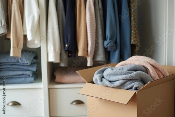 Obraz Simplify your space: decluttering closet by donating clothes for a more organized home