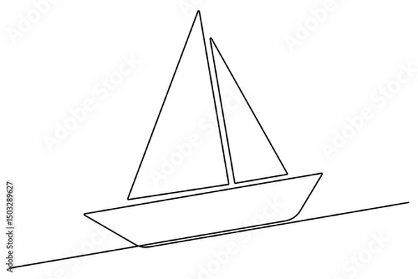 Fototapeta Minimalist sailboat one line drawing  continuous line nautical vector illustration

