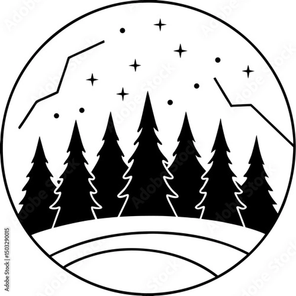 Obraz Northern lights above forest