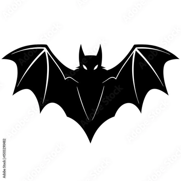 Fototapeta Single bat silhouette vector illustration 
