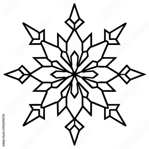 Fototapeta Snowflake mandala pattern line art vector illustration 
