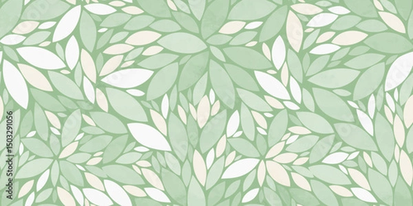 Obraz Leaves vector pattern. Green leaf watercolor seamless pattern. Leafs pattern background. Green leaves with watercolour texture