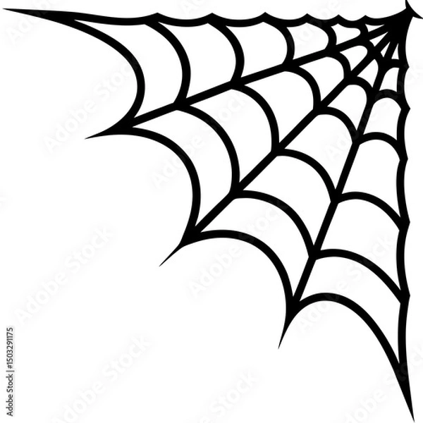 Fototapeta Spider web corner border line art vector illustration 