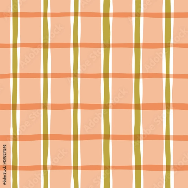 Fototapeta Check seamless pattern. Watercolor plaid texture, vector checkered summer print for shirts, tablecloths, clothes, bedding, blankets.