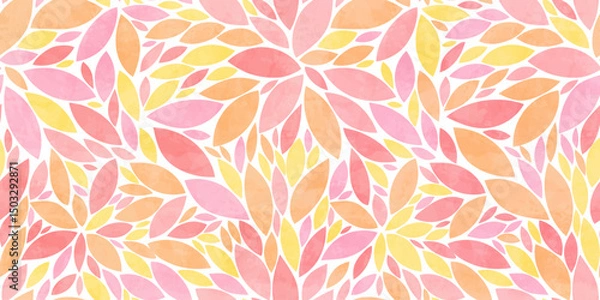 Fototapeta Leaves vector pattern. Pink leaf watercolor seamless pattern. Girly leafs pattern background. Cute leaves with watercolour texture