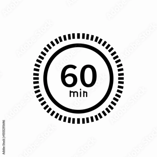 Fototapeta Sixty minutes timer clock icon vector sign