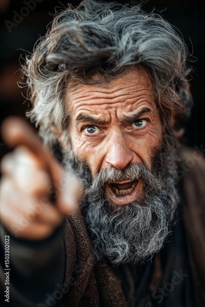 Obraz A biblical Pharisee suddenly pointing towards the distance.