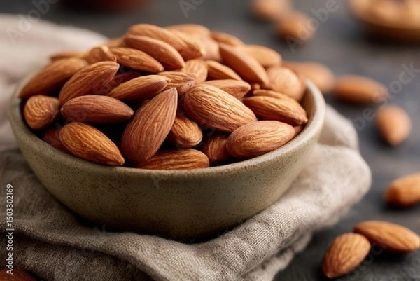Obraz A bowl filled with almond nuts.