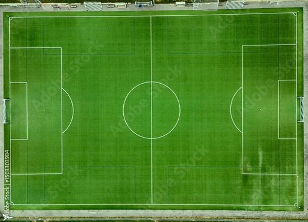 Fototapeta a football field photographed with a drone