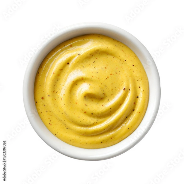Fototapeta A swirl of mustard in a small bowl