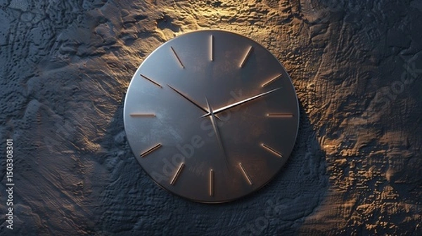 Fototapeta sleek, ultra-modern wall clock with an elegant metallic frame, smoothly polished glass, and precision-crafted hands