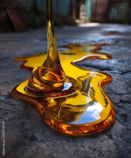 Obraz A glossy puddle of honey on the ground. 