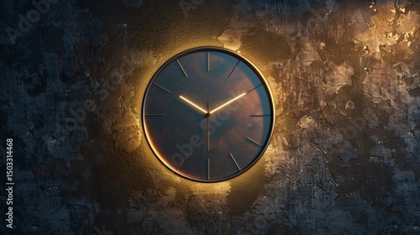Fototapeta sleek, ultra-modern wall clock with an elegant metallic frame, smoothly polished glass, and precision-crafted hands