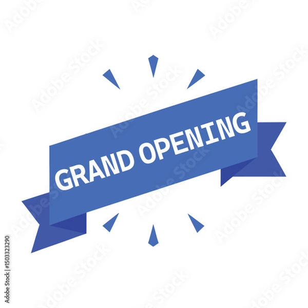 Obraz Grand Opening Vector Banner with Bold Blue Ribbon