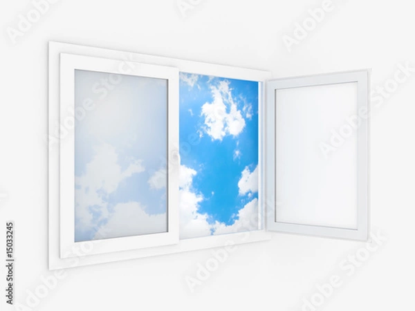 Obraz Opened plastic window template model on a white background