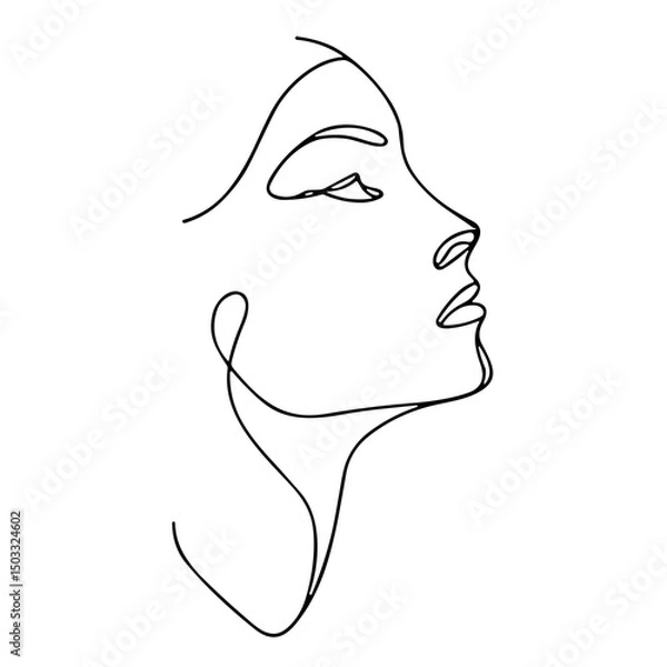 Obraz Minimalist line drawing of a woman's profile in black ink  