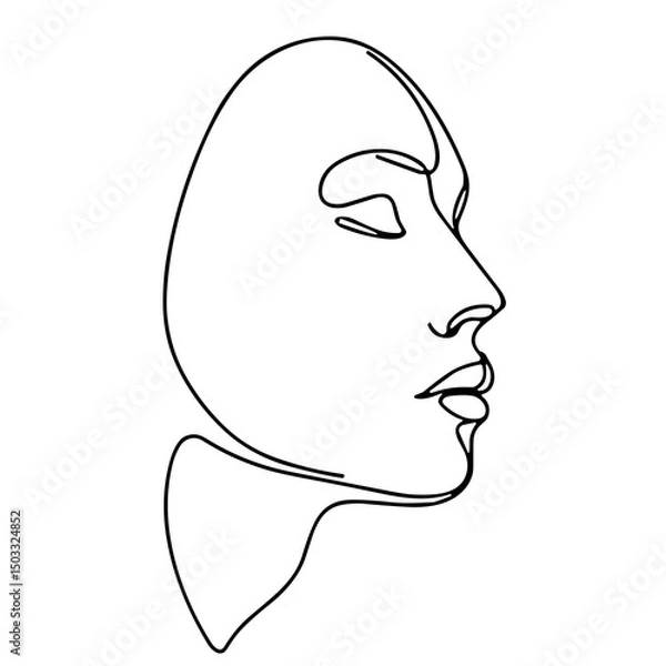 Obraz Continuous line drawing of a woman's profile in minimalist style  