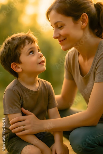 Fototapeta Golden Hour Bond. A Mother's Love
