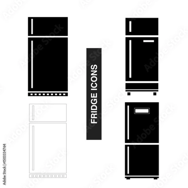 Obraz refrigerator, Fridge icon symbol and sign. Electronic equipment line art silhouette vector illustration.
