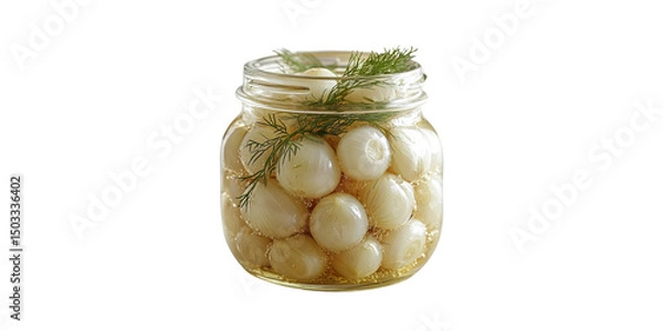 Obraz Jar of pickled onions with dill isolated on transparent background