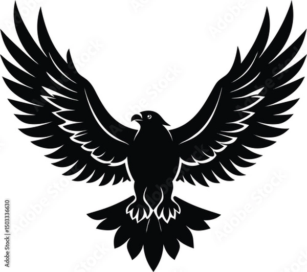 Fototapeta Adobe IllusFlying eagle vector illustration with wings and silhouette in a wildlife design styletrator Artwork