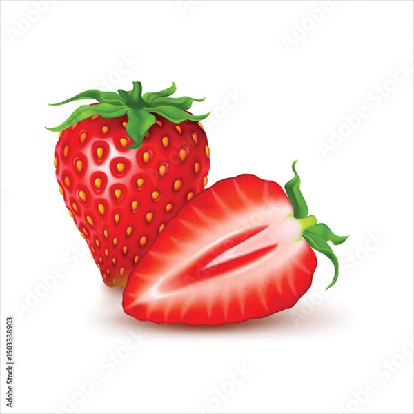 Obraz Strawberry fruit with slices isolated on white background