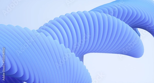 Obraz Minimal geometric background with blue glass shapes. 3d rendering illustration.
