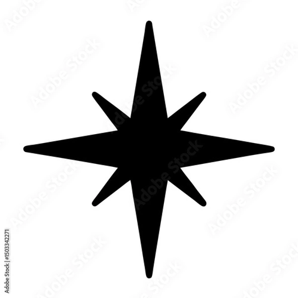 Fototapeta Isolated Eight Pointed Star Symbol Depicting Light, Guidance and Spirituality