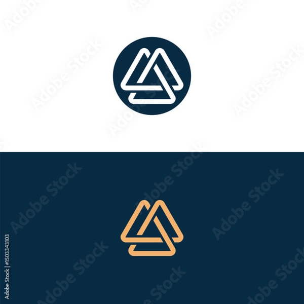 Fototapeta Strong Geometric Triangle unique Logo Design. Three Sharp Pointed Geometric Triangle Lines Logo Design.