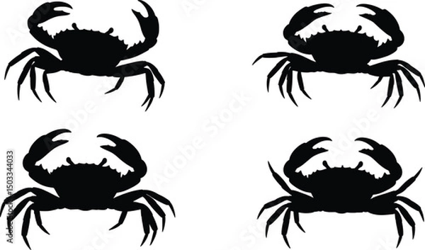 Obraz Elegant Crab Silhouettes Vector Illustration Set