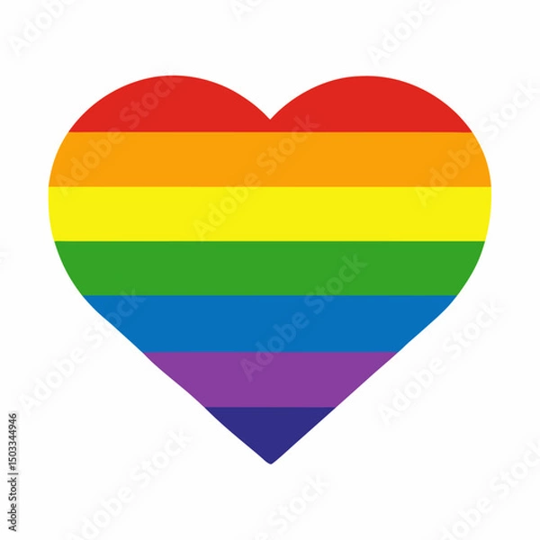 Fototapeta rainbow lgbt movement in heart shape vector icon on white background