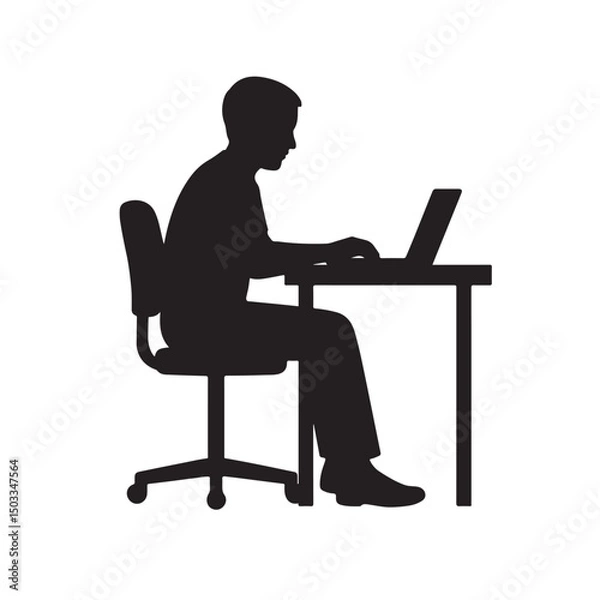Fototapeta Programmer Desk Laptop Silhouette