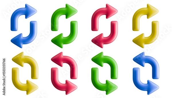 Obraz Four pairs in vibrant colors each pair illustrating left or right turn.