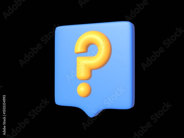 Fototapeta Realistic 3D question mark on speech bubble. Have a question, FAQ and QA. question sign