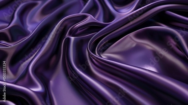 Fototapeta silky, royal purple satin fabric with delicate folds and a glossy, shimmering surface. 