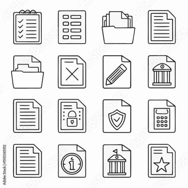Fototapeta Document and File Line Icons – Big Vector Set