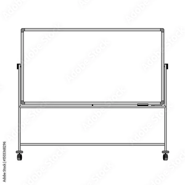 Fototapeta ホワイトボードMobile Whiteboard on Wheels – Vector Illustration