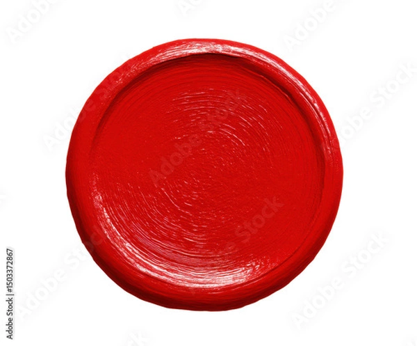 Obraz Bright red circular clay plate for artistic projects and crafts on a transparent background, cut out