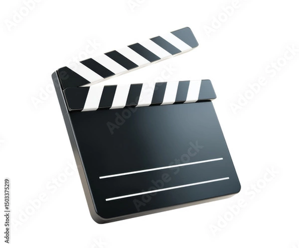 Obraz Film clapperboard as a symbol of movie production and creativity on a transparent background, cut out
