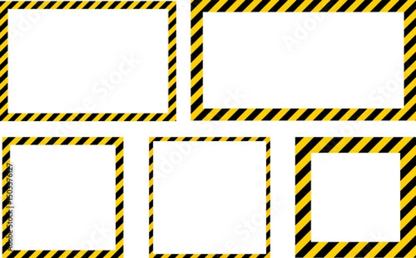 Fototapeta Yellow and black caution warning tape frame. square and rectangle Frame. designed for industrial safety. Caution tape border and safety stripe. roadwork construction
