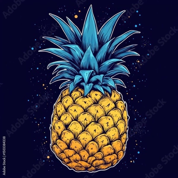 Obraz Vibrant Pineapple Illustration: A Tropical Delight