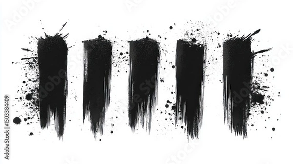 Obraz Abstract Black Ink Strokes: A Dynamic Composition
