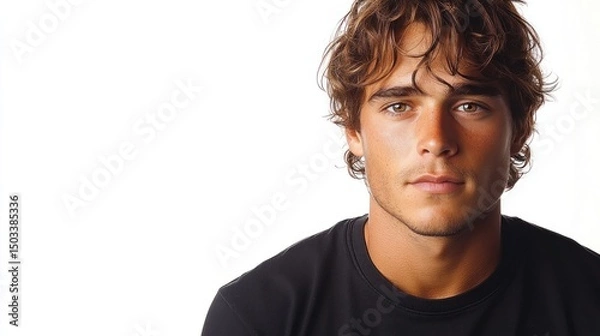 Obraz Portrait of a Handsome Young Man with Curly Brown Hair