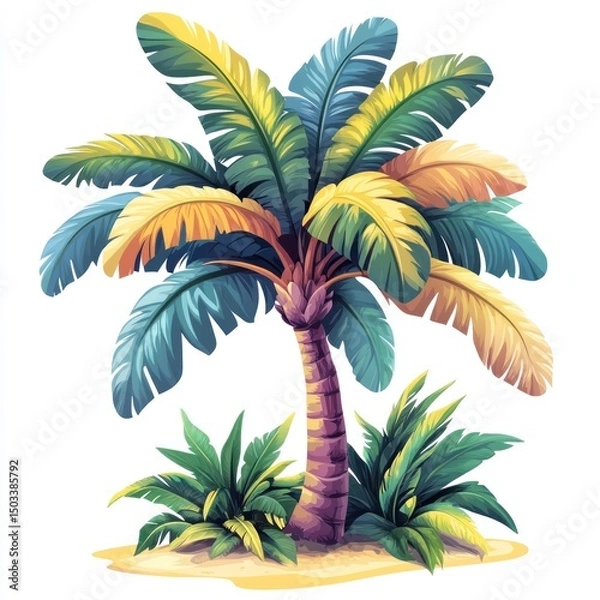Obraz Vibrant Tropical Palm Tree Illustration