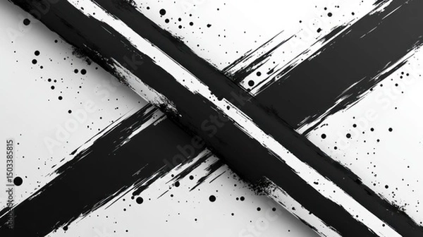 Obraz Abstract Black and White Ink Strokes