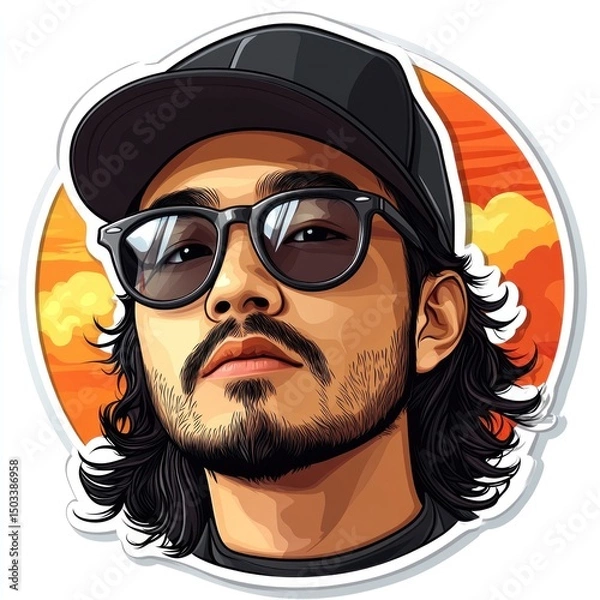 Obraz Stylish Man Portrait: Vector Art Illustration