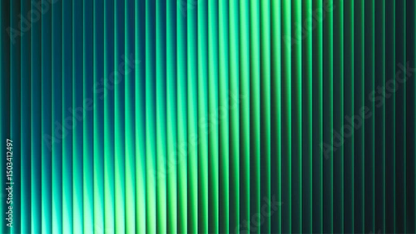 Obraz Futuristic neon texture with vibrant shades of blue green gradients and bright smooth fluted vertical lines. Bold dynamic design blending smooth tones and radiant colors for modern visual art project